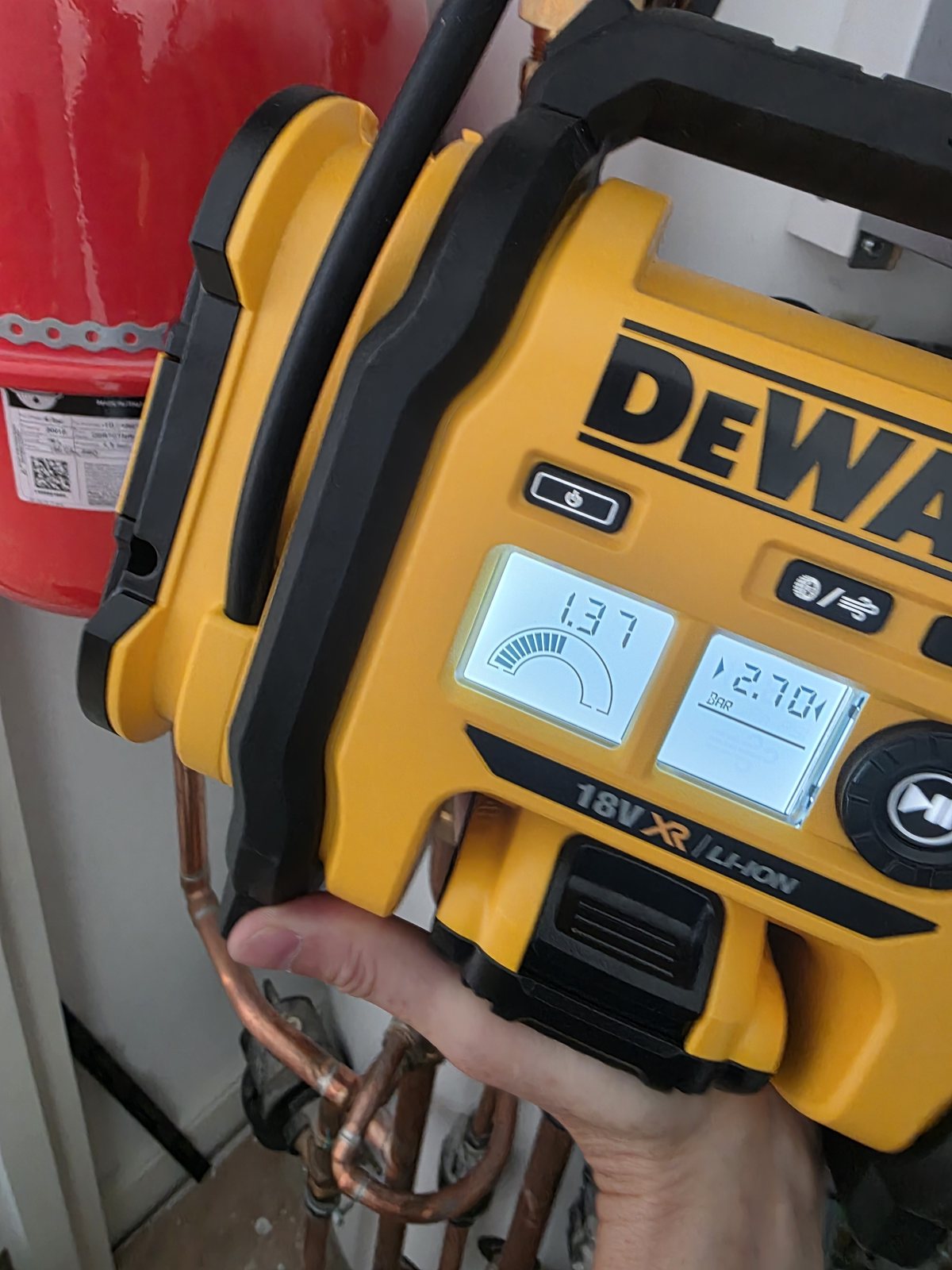 Expansion vessel recharged during unvented cylinder service, Orpington