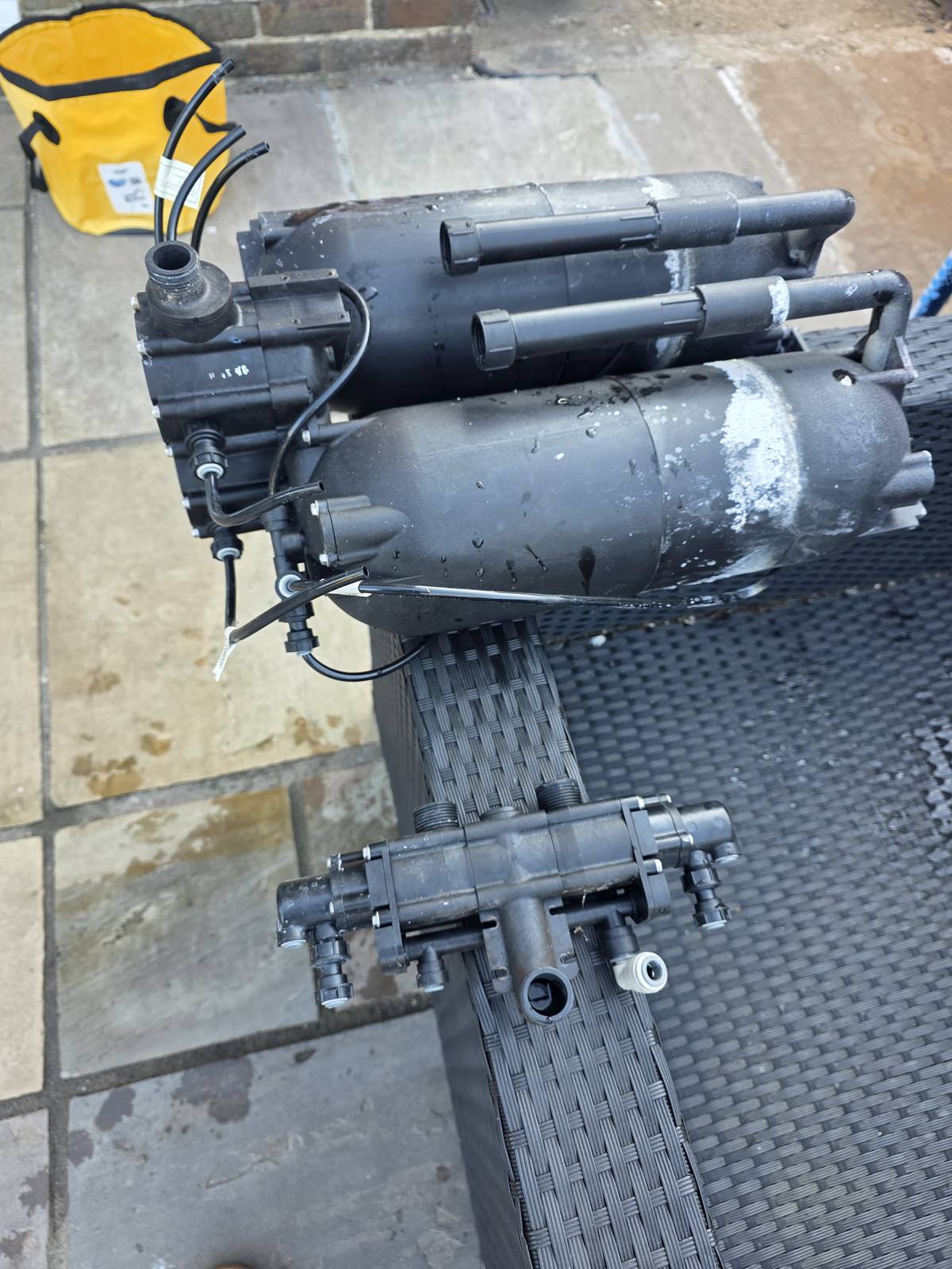 Water softener stripped down for repair in Orpington